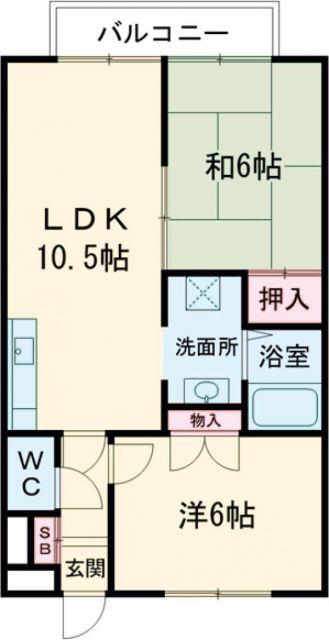 グリーンシャトレII(2LDK/2階)の間取り写真