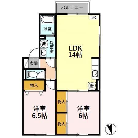 ふぁみーる萌A(2LDK/2階)の間取り写真