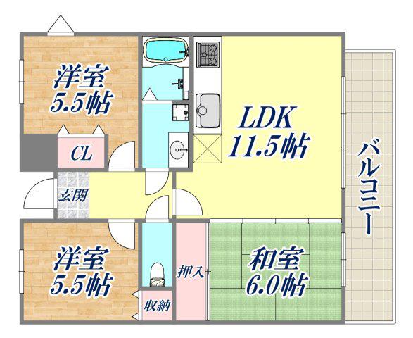 ガーデンハイツ桃山台弐番館(3LDK/3階)の間取り写真