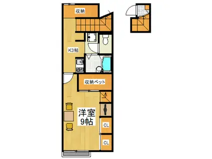 レオパレスプラシード竹丘II(1K/2階)の間取り写真