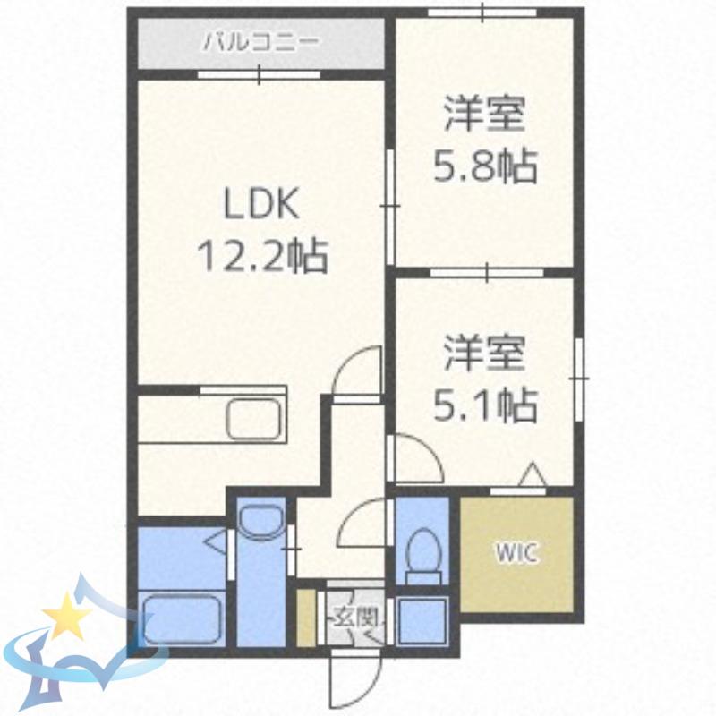 ベルクレール琴似(2LDK/5階)の間取り写真