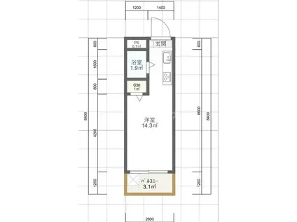 桐マンション(ワンルーム/3階)の間取り写真