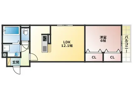 エムライズ材木町(1LDK/3階)の間取り写真