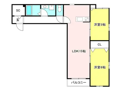GRANMIORE(2LDK/3階)の間取り写真