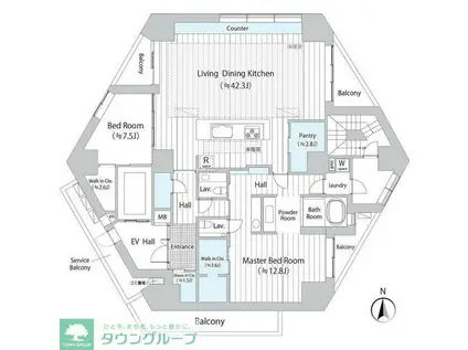 THE DOORS 広尾(2SLDK/4階)の間取り写真