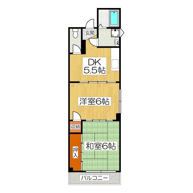 レジデンス菱屋(2K/2階)の間取り写真