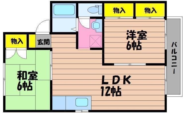 パークハウス三宅(2LDK/2階)の間取り写真