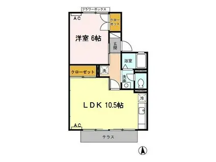 サンハイツ(1LDK/2階)の間取り写真