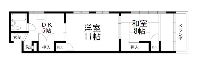 四坊大宮ビル(2DK/3階)の間取り写真