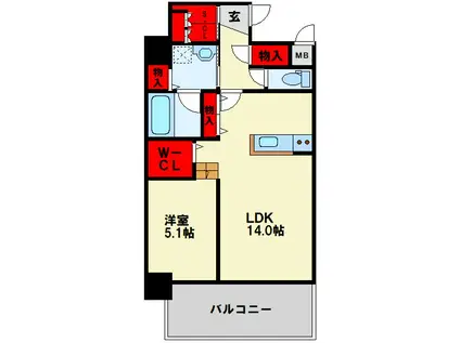 RISO/CORE黒崎(1LDK/4階)の間取り写真