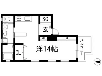 ソフィエルⅣ(ワンルーム/1階)の間取り写真