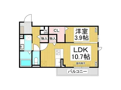 トリシア東和田 W棟(1LDK/3階)の間取り写真