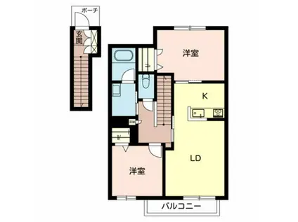 CASA CONFORT(2LDK/2階)の間取り写真