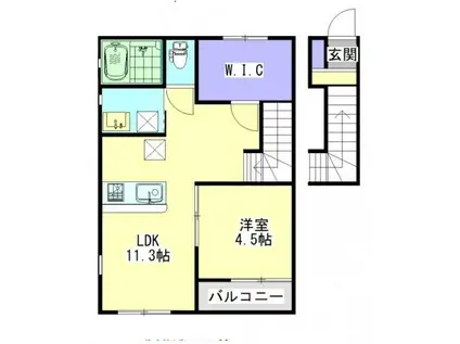 LIETO郡元 A棟(1LDK/2階)の間取り写真