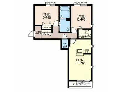 リオリエント柳津(2LDK/1階)の間取り写真