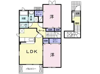 ハピネスコート A(2LDK/2階)の間取り写真