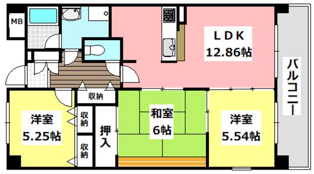 セリーゼ茨木(3LDK/5階)の間取り写真