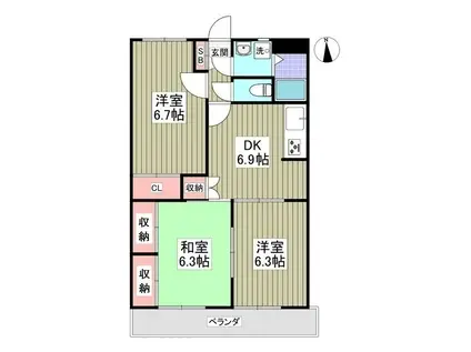 エンブレム(3DK/2階)の間取り写真