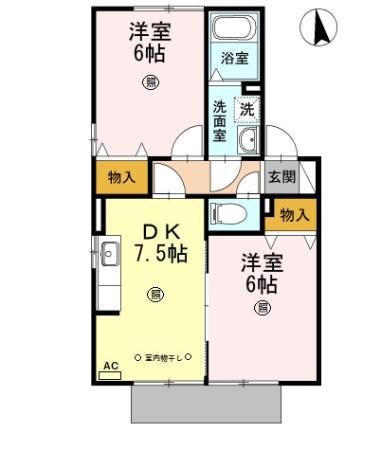 グリーンエクセル(2DK/1階)の間取り写真