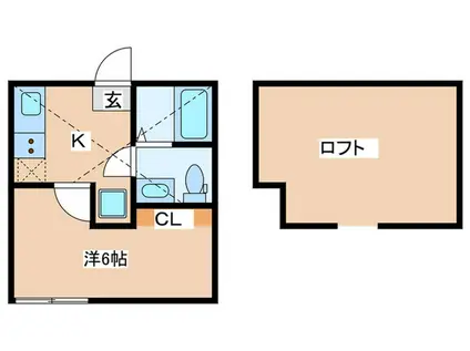 アザーレ・キュリオス中央林間(1K/2階)の間取り写真