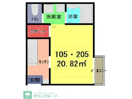 さくら ひなたのSENTIERO(1K/1階)の間取り写真