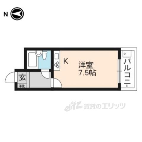 SINGLE QUARTERS西賀茂(ワンルーム/2階)の間取り写真