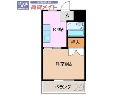 ハイツ伊吹(1K/1階)の間取り写真
