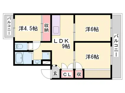 ヴィラナリー三木(3LDK/1階)の間取り写真
