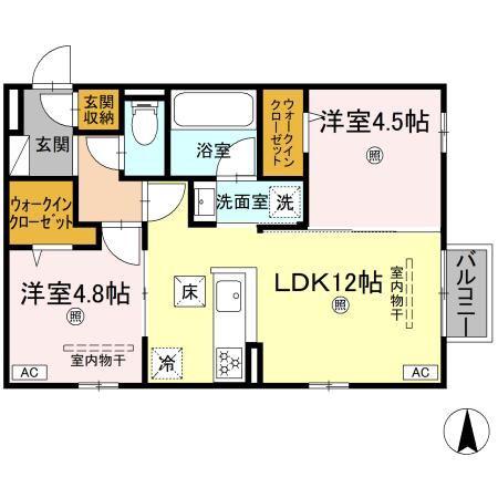 CAMPANELLA山本(2LDK/1階)の間取り写真