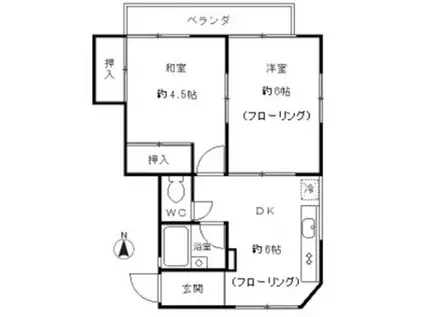 コーポ五十嵐(2DK/2階)の間取り写真