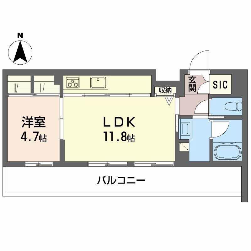 TERRACE米ケ袋(1LDK/1階)の間取り写真