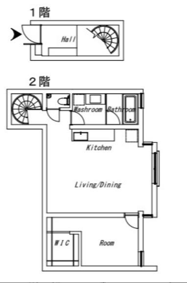 BARK LANE 中目黒(1LDK/2階)の間取り写真