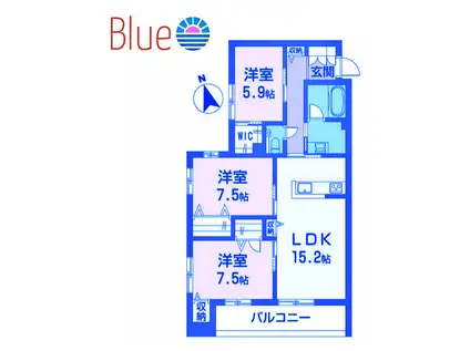 ウィズプラス大船(3LDK/1階)の間取り写真