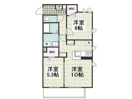 サンメール鵠沼(2LDK/1階)の間取り写真