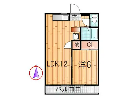 ラビットハウスみるだろーこ(1LDK/2階)の間取り写真