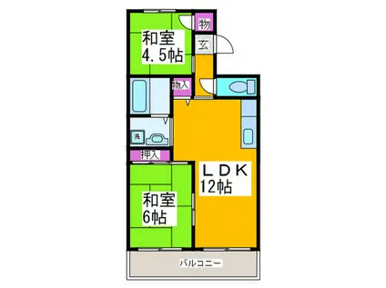 ヴァンヴェールB(2LDK/2階)の間取り写真