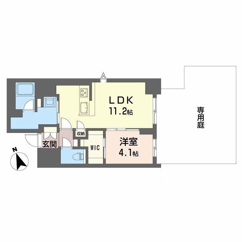ラヴェール横川(1LDK/1階)の間取り写真