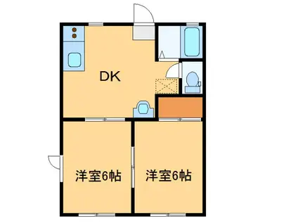 ヴィラリエゾンC(2DK/1階)の間取り写真