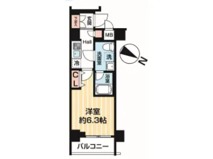 マキシヴバンドウバシツインイースト(1K/6階)の間取り写真