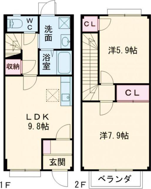 クレストビレッジII(2LDK/1階)の間取り写真
