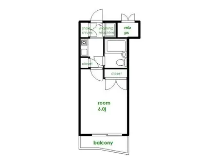 ウィンベルソロ世田谷赤堤(1K/1階)の間取り写真