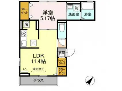 ラリュール江戸川I(1LDK/1階)の間取り写真