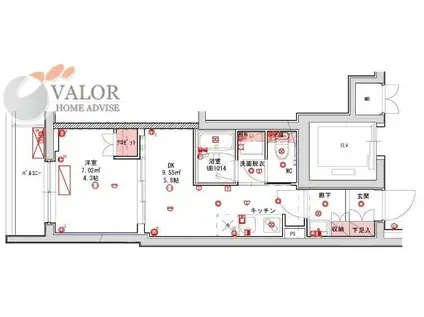 品川大井町レジデンス(1DK/3階)の間取り写真