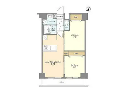 グランカーサ尾久(2LDK/2階)の間取り写真