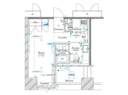 ザ・タワー芝浦(1K/3階)の間取り写真