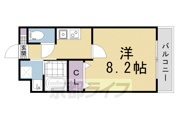 クオリエ丹波口駅前(1K/4階)の間取り写真