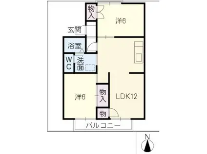 ヴァンベール鳴海(2LDK/1階)の間取り写真