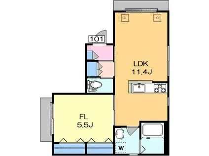 MAISON DUEX(1LDK/1階)の間取り写真
