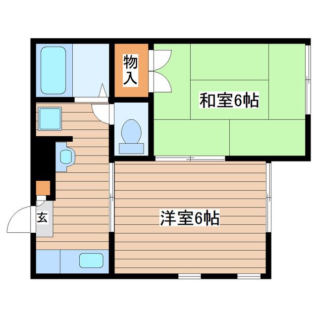 エクセレント南吉成参番館(2K/1階)の間取り写真