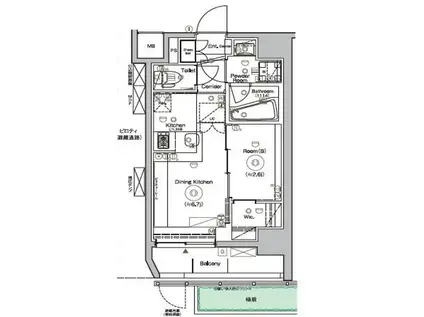 シーフォルム上野(1DK/1階)の間取り写真